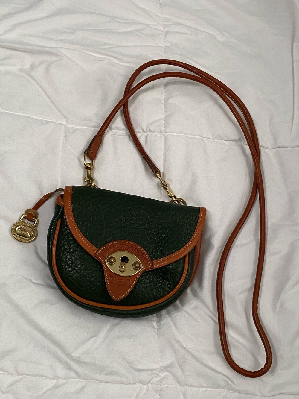 Vintage Dooney & Bourke Green Belt Bag Mini Calvary AWL - Picture 3 of 14